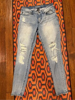 Rewash Vintage Reunion Distressed Skinny Jeans Size 30 Stretch Light Wash